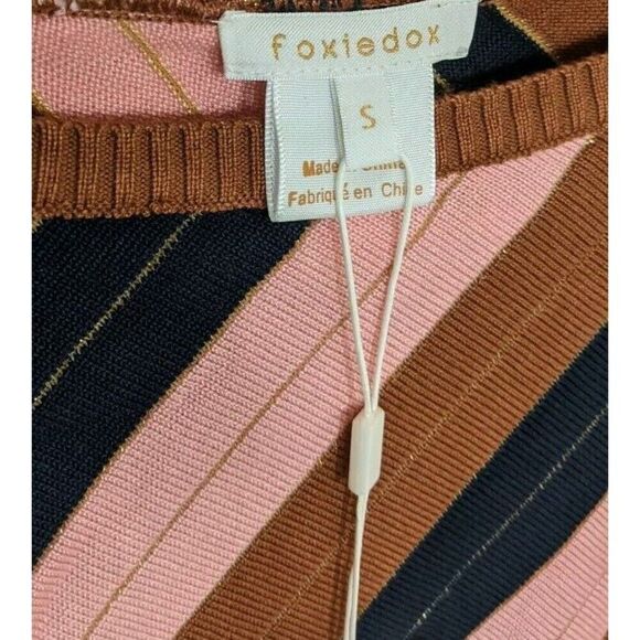 Foxiedox Top Pullover Cropped Striped Knit Long Sleeve Size Small - Picture 7 of 8